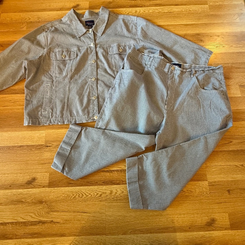 Vintage CST Blues Workwear Set Stripe‎ Chore Jacket & Pants 24/26 Hong Kong